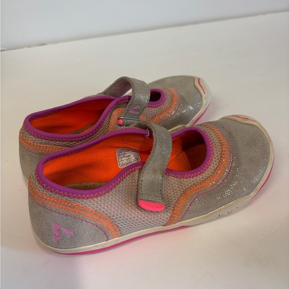 Plae Emme Kids Shoes with Glittery Gray with pink and Orange Accents - Picture 3 of 7